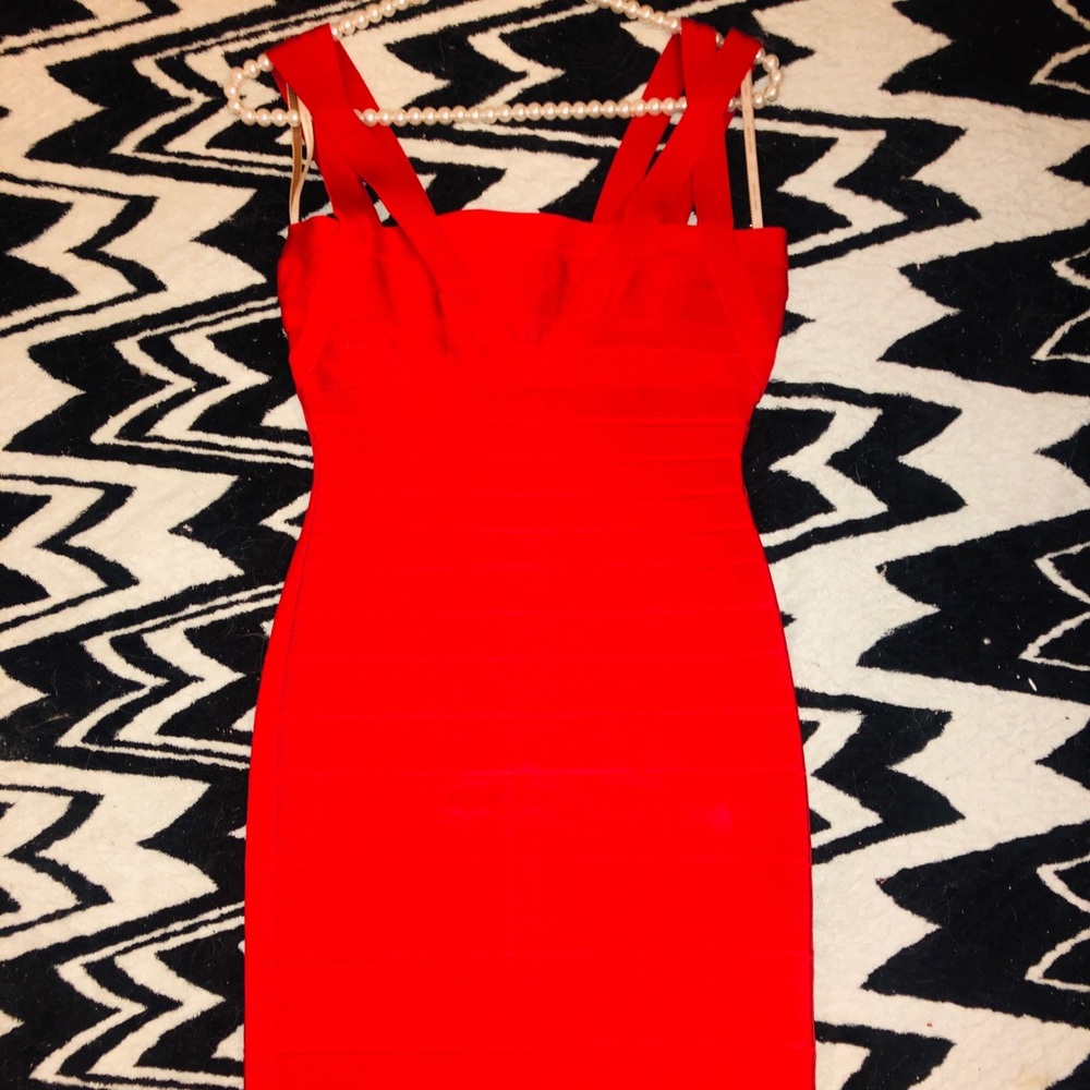 Herve Leger Red Bandage Dress